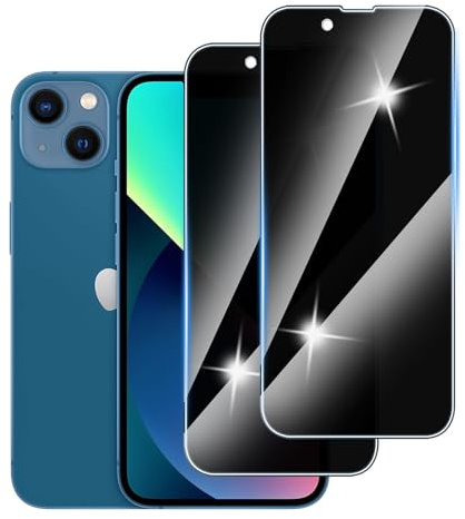 Hirshen [2 Stück] Sichtschutzfolie für iPhone 13/iPhone 14 Panzer Schutz Glas, Anti-Spähen Privatsphäre Schutzfolie, 9H Härte, Anti-Kratzer, Bläschenfrei,Anti-Spy