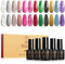 ROSALIND Smalti Semipermanenti per Unghie Glitterato, 12 Colori Glitter Argento Rosa Rosso Verde Nero Oro Blu Viola Smalto Semipermanente, Soak Off UV/LED Mini Nail Art Manicure Smalto Gel Unghie
