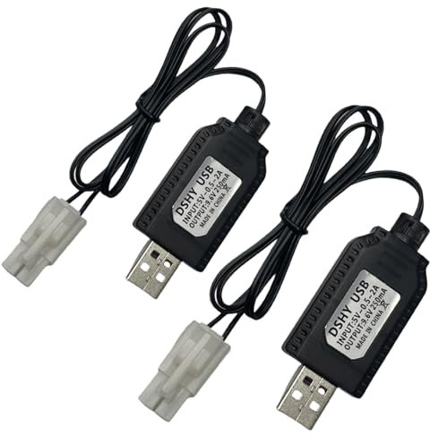 9.6V NiMH/NiCd Battery Charger Cable with Standard Tamiya Plug Compatible RC Car RC Tank RC Plane RC Boat and Other Remote Control Toys for Universal 9.6V Lipo Battery USB Charger (2)