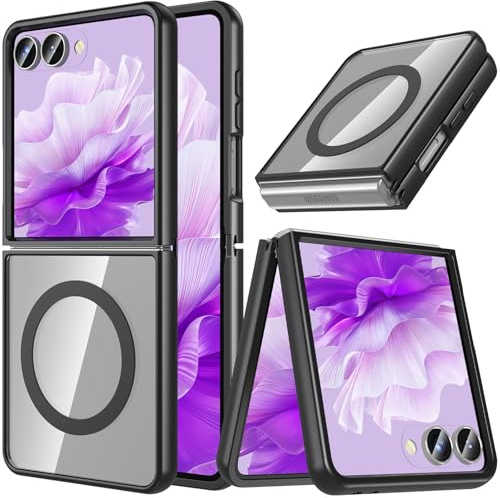 OWKEY Samsung Galaxy Z Flip 7 Hülle, Magnetisch Samsung Flip 7 Hülle Kompatibel mit Magsafe,[Militärschutz Stoßfest] Handyhülle Samsung Z Flip 7 Case Dünn Outdoor Cover Schutzhülle, Schwarz