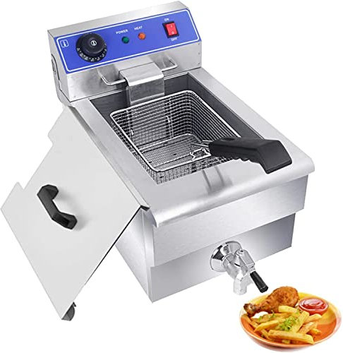 WDSOPK Friggitrice in Acciaio Inossidabile da 10 Litri, Friggitrice Elettrica da 3000 W, 10 Litri, Facile da Pulire, per Cucinare E Friggere Patatine Fritte, Ristorante di Casa