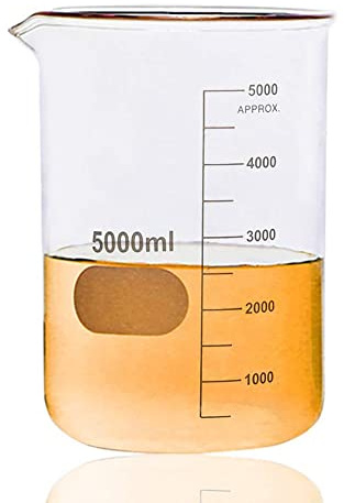 Low Form Glass Beakers, Vol.5000ml, Thickened Borosilicate Lab Beaker, Graduated Measuring Glass Beaker with Spout,|260mm Tall |178mm Outer Diameter |, for Lab/School/Home,4pcs