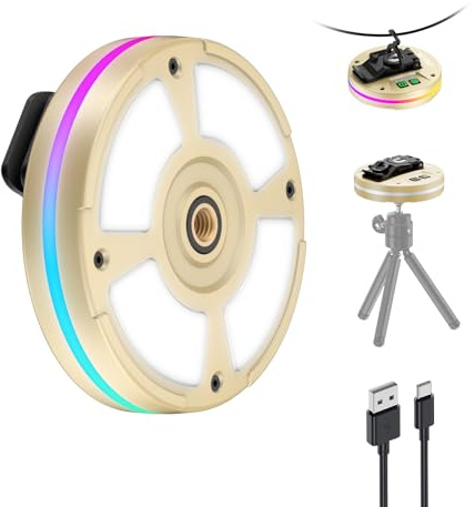 Smiling Shark CL01 Campinglampe, Tragbare LED Camping Lamp Wiederaufladbar Magnet Mit Clip & 1/4-Zoll-Gewinde & Haken 3 Farbtemperaturen & RGB- Seitenlicht für Camping Notfall Rucksack (Khaki)