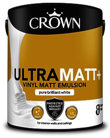 Crown Ultra Matt+ | Pure Brilliant White Vinyl Matt Emulsion | Mould Protection Paint | 2.5L