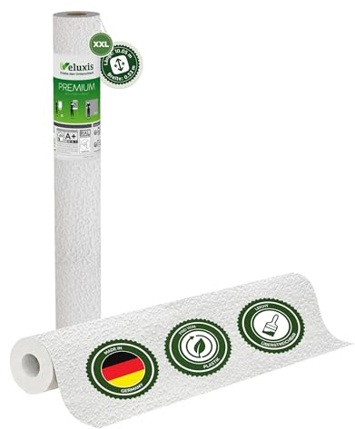 Vliestapete Premium Renoviervlies Feine Putzstruktur – 25,00 m × 1,06 m | rissüberbrückend, blickdicht, überstreichbar, Made in Germany I Veluxis ®