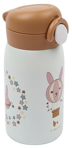 Fabelab Trinkflasche Kinder 320 ml, Edelstahl, Wasserdicht (Flyers Hase)