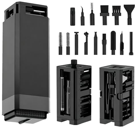 32-in-1 Electronics Cleaning Kit for Keyboard, Laptop, Phone & Camera, Multi-Purpose Cleaning Tools for Charging Port, AirPods, Screen & Monitor, Portable Cleaning Set with Storage Case (Black)