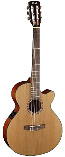 Cort CEC-5 - Guitarra electroacústica (calibre de cuerdas: 28-43), color beige brillante