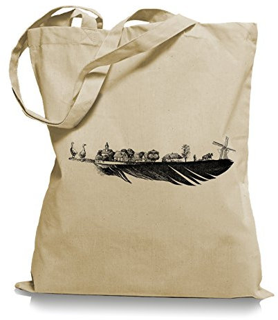 Ma2ca Feather Village Stoffbeutel | Gänse Tragetasche Gans Feder-sand