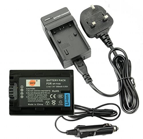 DSTE NP-FH50 Spare Battery and Travel Charger for Sony DSLR and HDR Digital Cameras