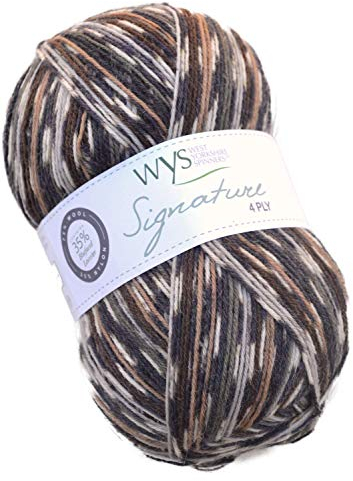 WYS Bluefaced Leicester Wolle Signature 4ply sock yarn 877 - owl, 100g Wolle, Sockenwolle musterbildend mit blue faced leicester wool