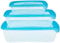 Curver 08026-051-49 Vorratsdose 0,5/1 / 2 L, 3er-Set, Plastik, transparent/ozeanblau transluzent, 25,8 x 16,8 x 7,4 cm