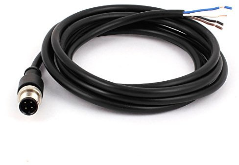 sourcing map M12 Male Straight 4 Pin Aviation Connector Electrical Cable 2 M