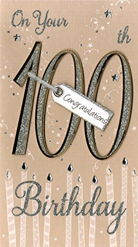 Happy 100th Birthday Greeting Card Hand-Finished Champagne Range Cards