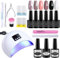Gel Nail Polish Kit with 36W UV Led Lamp - Home Manicure Nail Art Starter Kit with 6 Classic Colours, No-Wipe Top Coat, Base Coat, Cleanser and Remover - DIY or Salon Use (6 x 8ml)