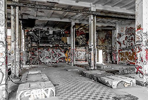 Scenolia Papier Peint Intissé Urbex Graffiti et Street Art 3 x 2,70m - Décoration Murale Effet Trompe l’Oeil - Revêtement Panoramique Tapisserie XXL - Pose Facile et Qualité HD