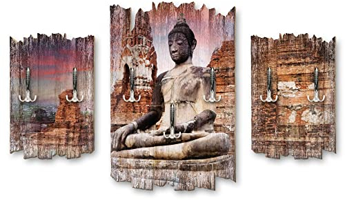 Kreative Feder Buddha Statue Designer Wandgarderobe Flurgarderobe Wandpaneele 95 x 60 cm aus MDF DTGH075
