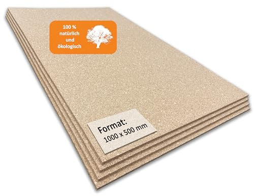 TRECOR® plaque de liège [Format : 1000 x 500 mm] – Très élastique et antistatique – Plaque en liège de qualité supérieure – Poncé d'un côté pour un meilleur aspect (20 mm d'épaisseur, 2 pièce)