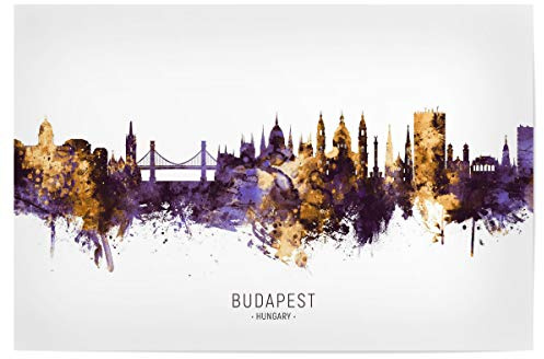 artboxONE Poster 30x20 cm Städte Budapest Skyline PurpleGold - Bild Budapest City Cityscape