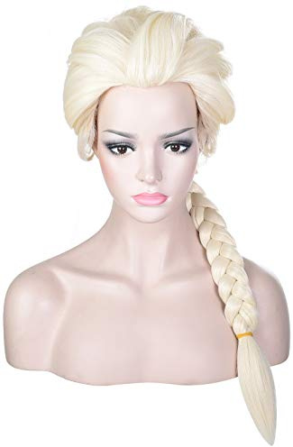 Morvally Damen blonde geflochtene Pferdeschwanz-Perücke für Prinzessin, Cosplay, Kostüm, Halloween