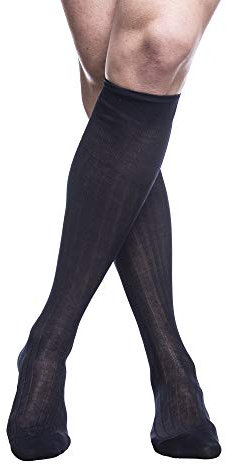 PETTI Artigiani Italiani - Calzini, Calze Uomo, Calzino Uomo, Calze Lunghe e Corte Uomo, 6 Paia Calze Uomo Filo di Scozia, 100% Made in Italy, Costina Lungo Blu 42-44