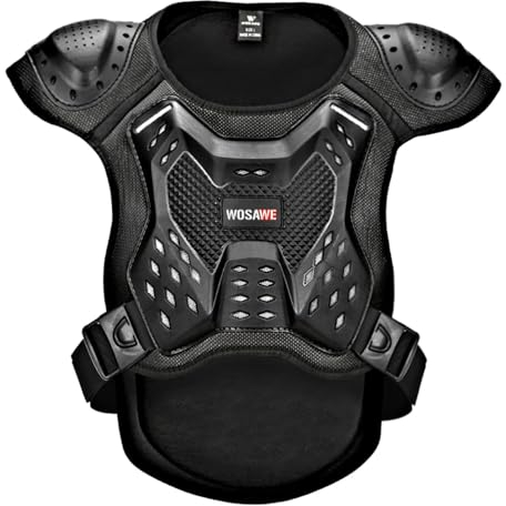 WOSAWE Motorrad Schutz Jacke für Erwachsene, Brustpanzer Racing Guard Rückenprotektoren Schutzausrüstung für Riding Skating Roller Skifahren Snowboard (07 Schwarz, S)