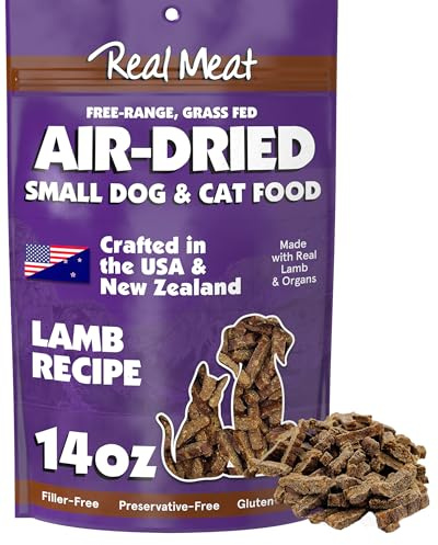 TRMC Real Meat Air Dried Cat Food & Dog Food w/Real Lamb - 14oz of USA-Crafted Grain-Free Dry Dog & Cat Food Sourced from Hormone-Free, Free-Range, Grass-Fed Lamb - All Natural, High Protein Pet Food