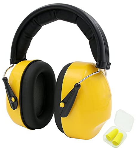 Tinymori Adult Ear Defenders, SNR 35 dB, Shooting Noise Cancelling Headphones, Sound Blocking Ear Muffs, Soundproof Hearing Protector for Autism, Construction, Yard Work, Firework -Yellow