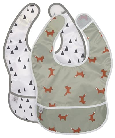 LÄSSIG Baby Lätzchen Set 2 Stk. mit Auffangschutz wasserabweisend/Little Forest Fox
