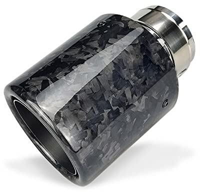 Auspuffendrohre Schalldämpfer Edelstahl und Glänzende Kohlefaser Autoauspuff Endrohr Hals, Einlass 60 mm (2,36) Auslass 89 mm (3,5)