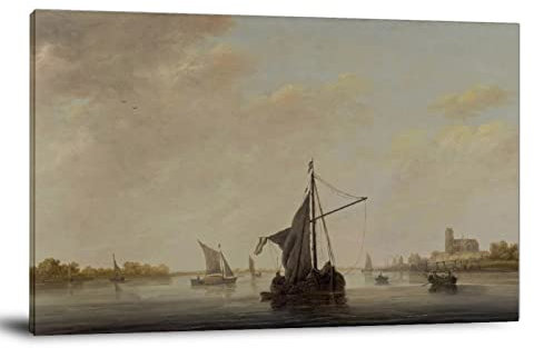 Aelbert Cuyp – A View of The Maas at Dordrecht Leinwand-Kunst-Poster und Wandkunstdruck, modernes Familien-Schlafzimmer-Dekor-Poster, 30 x 45 cm