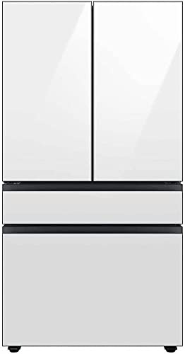 Samsung 23 Cu. Ft. Bespoke Counter Depth 4-Door French Door Refrigerator with Beverage Center, White Glass, RF23BB860012AA