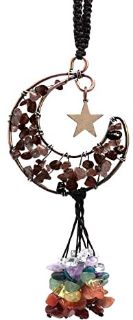 Bremssattel Aufkleber M Autozubehör Rückspiegel Innenausstattung Mond hängende Verzierung Kristalle Zimmer Wanddekoration Hippie Boho Dekoration für Mädchen Frauen Engine Button (Brown-C, One Size)