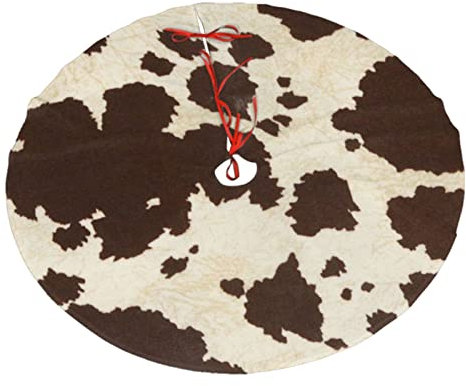 Weihnachtsbaum-Rock mit Kuhfell-Druck, Weihnachts-Bauernhaus-Dekorationen für Urlaub, Party, Outdoor, Innenbereich