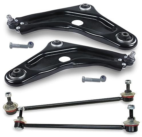 ATEC Germany 2x Querlenker Vorderachse vorne unten links & rechts 2x Koppelstange vorne Kompatibel mit CITROËN C3 III (SX), C3 PICASSO (SH_), PEUGEOT 207 (WA_, WC_) (WD_), (WA_, WK_), 208 I (CA_, CC_)