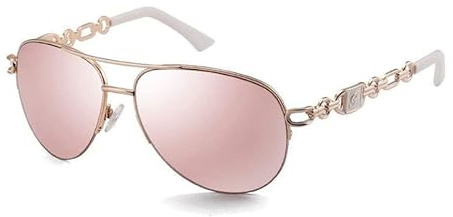 FONHCOO Lunettes de soleil Aviateur pour Femmes,Classique Lunettes de soleil pour Femmes Miroir à Monture Métallique Surdimensionnée, Rose/Blanc