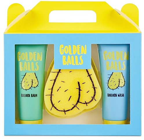 Golden Balls, Balm & Sponge Set - For Your Private Bits - Funny Novelty Gift For Men