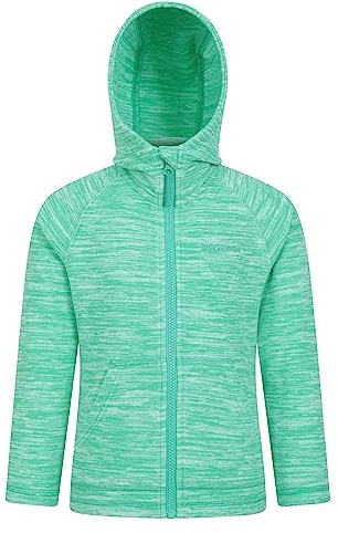 Mountain Warehouse Snowdonia II Kapuzenpullover für Kinder – Microfleece-Oberteil mit durchgehendem Reißverschluss und Fronttaschen - Frühling Sommer, Mädchen Grün Kinder 152 EU (11-12 Jahre)