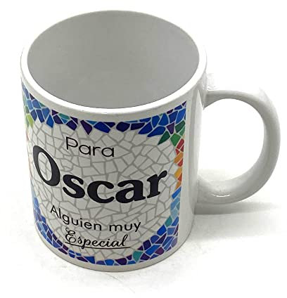PLUS HOME Taza personalizada con nombre. Regalos personalizados con nombre y texto. Tazas con frases originales.OSCAR