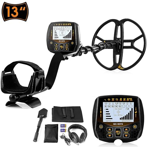 Hazlewolke 13''/33CM Metalldetektor Profi mit großer wasserdichter Doppel-D Suchspule, hoher Empfindlichkeit & Pinpointer-Funktion, Golddetektor für Erwachsene mit LCD-Anzeige