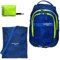 Schulrucksack Jungen Mädchen ab 3. Klasse Schule Tasche Brustgurt Schultasche Rucksack mit Sportbeutel Attach Bag und Regenhülle Premium 3 Teile Set Auswahl rtp (Cyber Camo Blue NEON 12770)