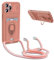 BGHHEU Handykette Schutzhülle kompatibel mit iPhone 11 Pro Max Handyhülle mit Band,Schiebe Kameraschutz,360 Grad Ringhalter Stand,Kartenfach,Verstellbarer Halskette Silikon hülle - Pink