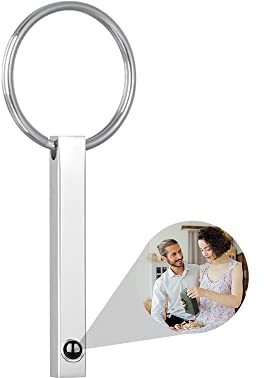 ASD Jewerly Custom Circle Keychain With Picture Personalized Photo Keychain Projection Keyrings Gifts for Women Couple