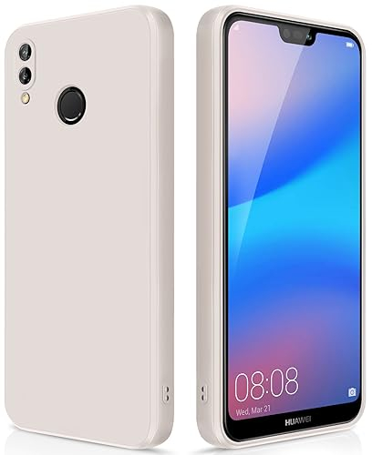 GiiYoon Cover per Huawei P20 Lite Custodia in Silicone, Custodia Antiurto Case Sottile in Silicone TPU con Strato Interno in Fibra e Protezione della Fotocamera, Bianco
