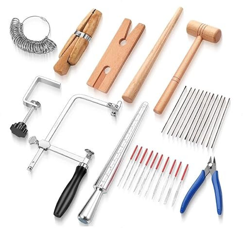 Vomeko Ensemble D'outils De Fabrication De Bijoux Cadre De Scie, Lime à Aiguille, Pince à Anneau - pour la Fabrication De Bijoux ， Ensemble De Cadre De Scie De Bijoutier