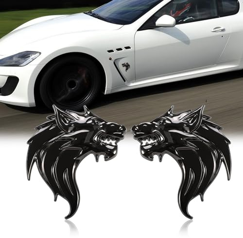 TOMALL 3D Wolf Kopf Metall Emblem für Auto Motorräder Seite Kotflügel Emblem Hinten Kofferraum Abzeichen Aufkleber 3D Tier Aufkleber für alle Automodelle Racing Sport Dekoration für Auto Zubehör - 2