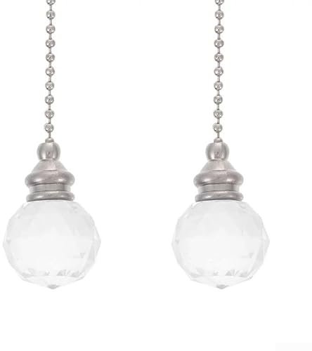 2 Pack Clear for CRYSTAL Pull Chain Extension Fan Pulls With Connector For Ceiling Light