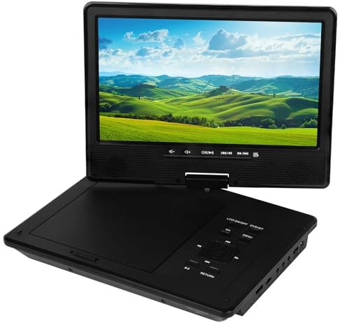 12.5 Portable Bluetooth DVD Player with 10.1 HD Screen,Built-in 6 Hours Rechargeable Battery,car DVD Players for Kids,Earphone/SD Card/USB/AV-in/AV-Out