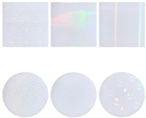 AHANDMAKER 6 Stück Untersetzer-Harzformen, 6 Stile, Holografische Silikonfolie, Epoxidharz-Formen Für Die Herstellung von Untersetzern, Harzform, DIY-Bastelwerkzeug, Schokolade, Süßigkeiten