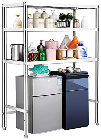 Marcos de almacenamiento para lavadora para estante de almacenamiento de pie sobre el piso del inodoro, estante de baño de acero inoxidable, soporte organizador sobre el fregadero, espacio entre capas